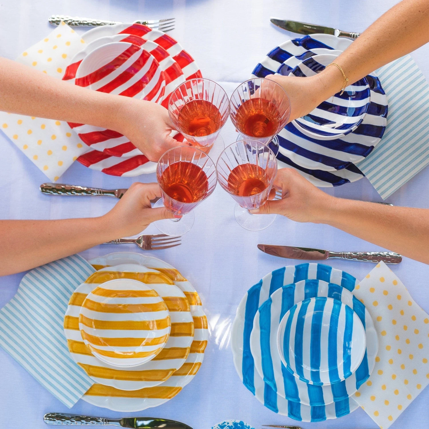 Amalfitana Cobalt Stripe Dinner Plate 2 Amalfitana Cobalt Stripe Dinner Plate - Image 2