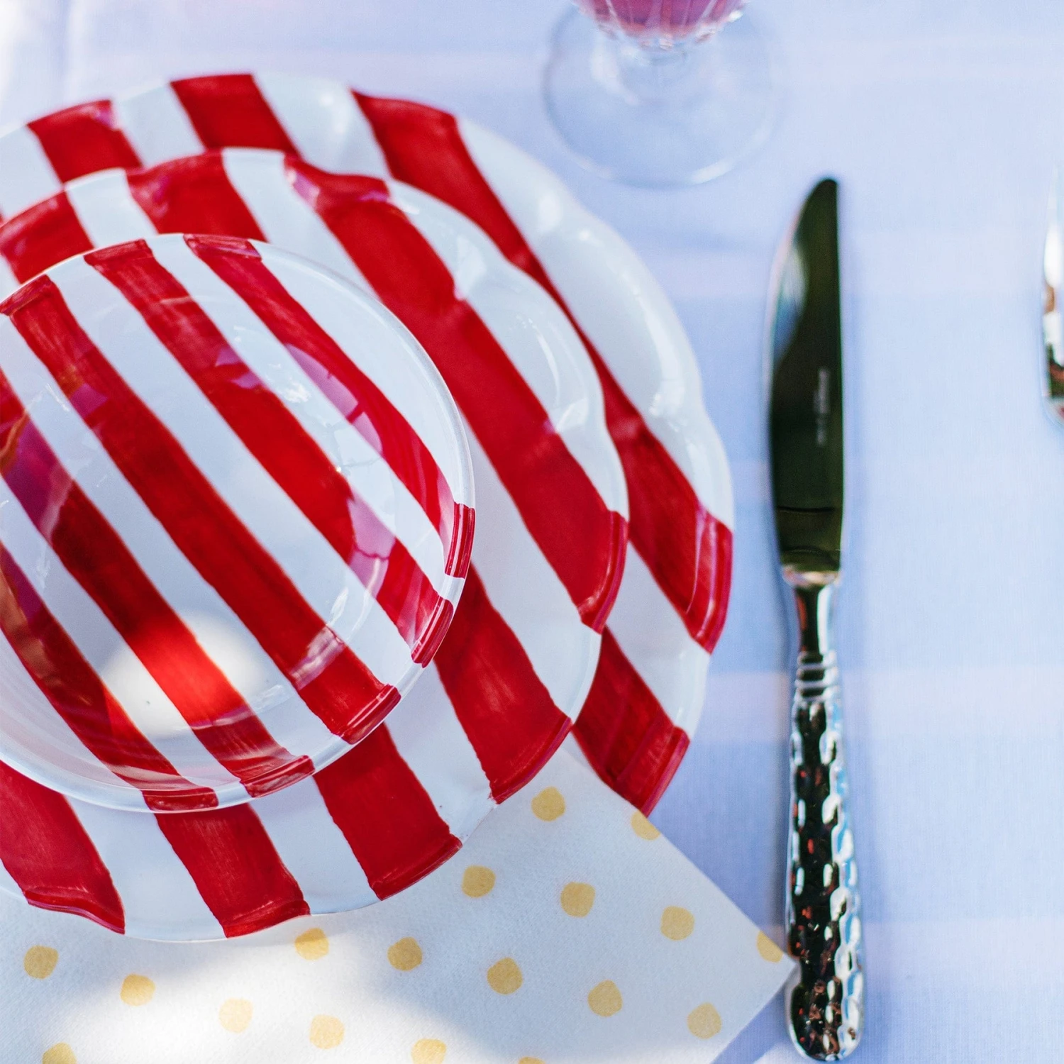 Amalfitana Red Stripe Salad Plate 2 Amalfitana Red Stripe Salad Plate - Image 2