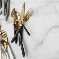 Ares Oro & Black Five-Piece Place Setting -Famous Cutlery Store ARS 9800GB 2100 web3 1800x1800