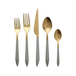 Ares Oro & Light Gray Five-Piece Place Setting
