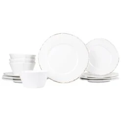 Melamine Lastra White Twelve-Piece Place Setting