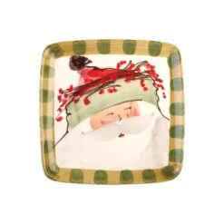 Old St. Nick Square Salad Plate - Green Hat