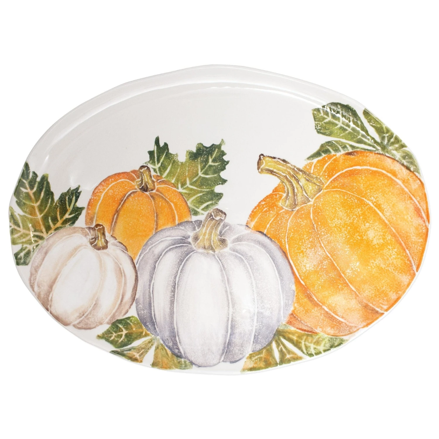 Pumpkins Large Oval Platter W/ Assorted Pumpkins 1 Pumpkins Large Oval Platter W/ Assorted Pumpkins