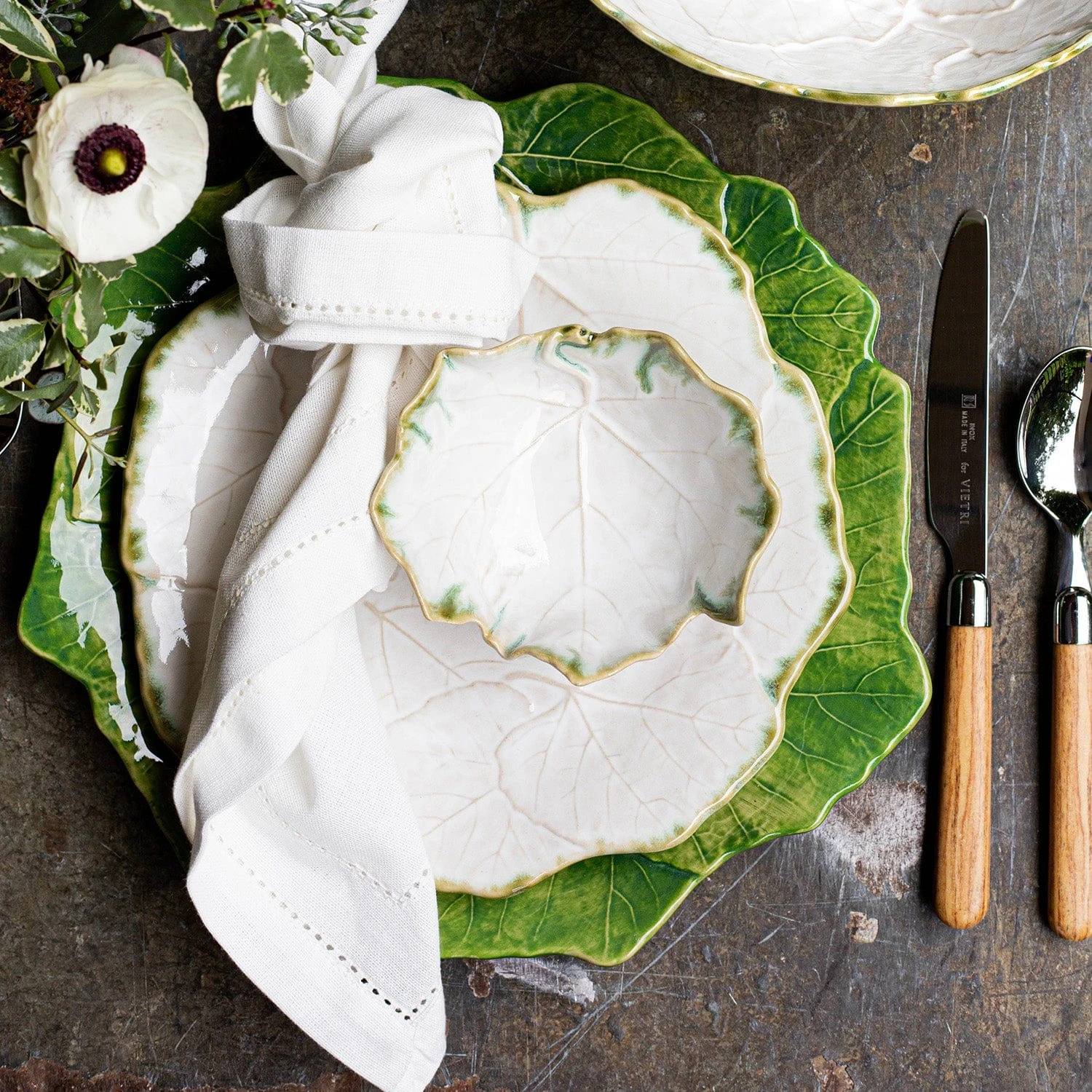 Foglia Stone Cheese/Tart Plate 5 Foglia Stone Cheese/Tart Plate - Image 5