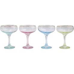 Best Seller 14 Rainbow Assorted Coupe Champagne Glasses - Set Of 4