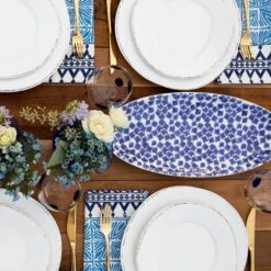 Santorini Flower Narrow Oval Platter -Famous Cutlery Store VSAN 003029 2100 web3 1800x1800